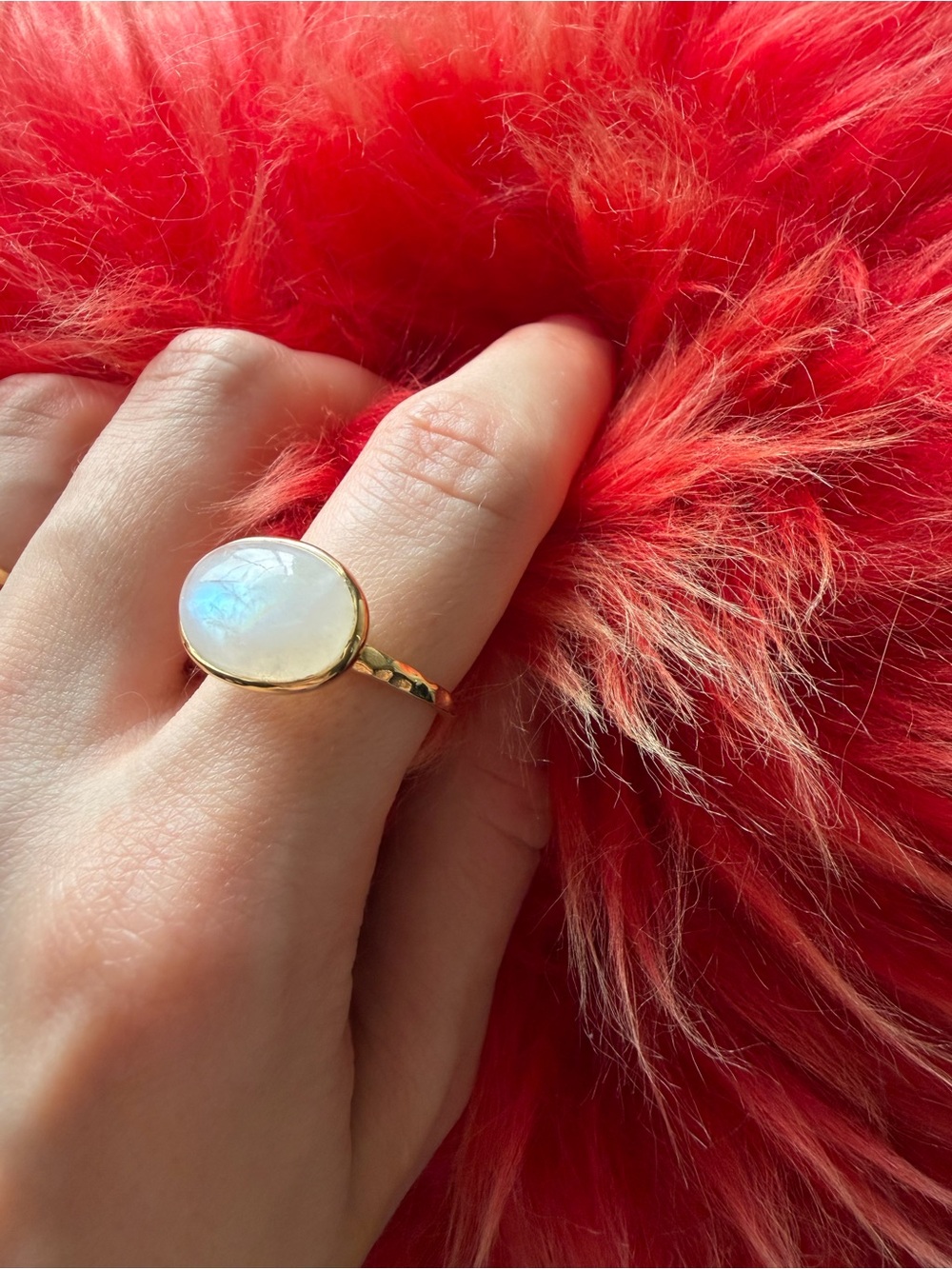 Gold plated sterling silver moonstone ring: Size 7
